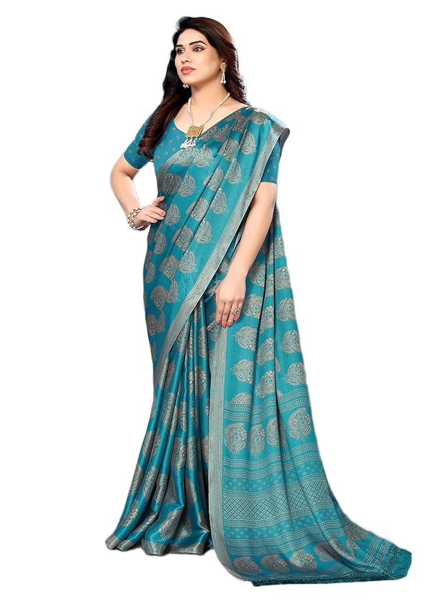Amazon Brand - Tavasya Blocked Printed Daily Wear Chiffon Georgette Saree With Blouse With Blouse