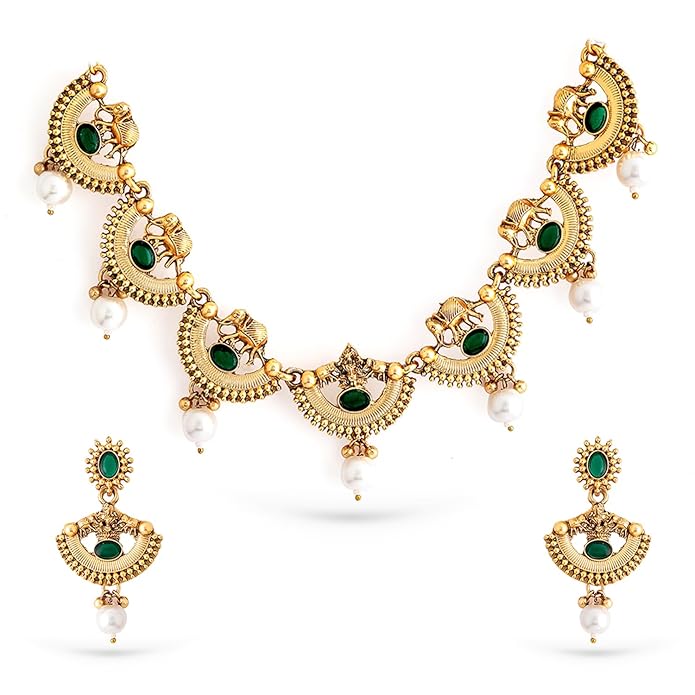 Rubans Necklace Set Gold Plated Traditional Stylish Jewellery Gift for Women & Girls