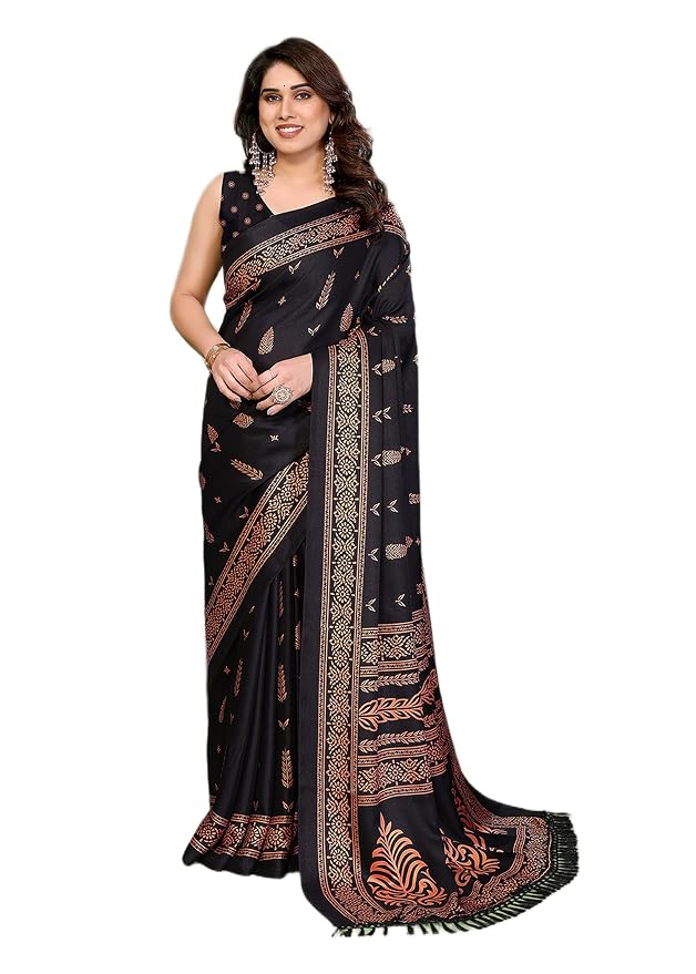 Women Blocked Printed Chiffon Georgette Saree With Blouse