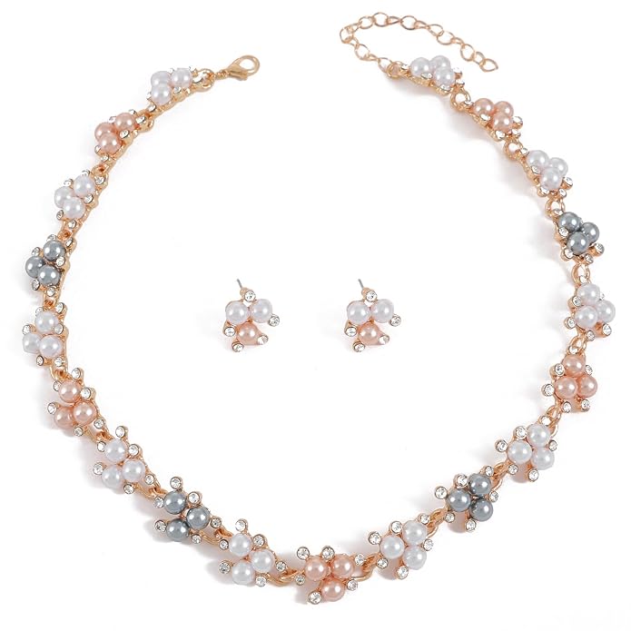 Shining Diva Fashion Latest Stylish Design Fancy Crystal Pearl Necklace Jewellery Set for Women (rrsd16121s)