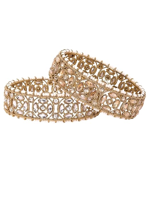 Rubans Bangles Set of 4 American Diamond Zirconia Stylish Trendy Jewellery Gift for Women & Girls