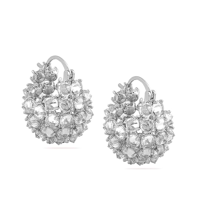 Rubans Hoop Earrings American Diamond Trendy Statement Jewellery Gift for Women & Girls