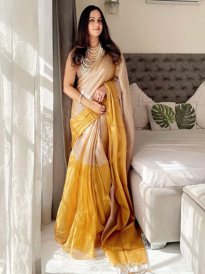 Yashika Women Chanderi Silk Solid Saree With Unstitched Blouse Piece |saree for Women | New Sari | Latest Saree