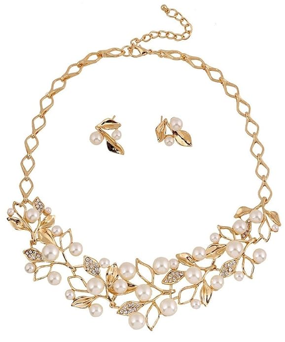 Shining Diva Fashion 18k Gold & Silver Plated Pearl Jewellery Set | Latest Stylish Design Fancy Traditional Jewellery | Trendy Celebrity Inspired Designer Jewellery