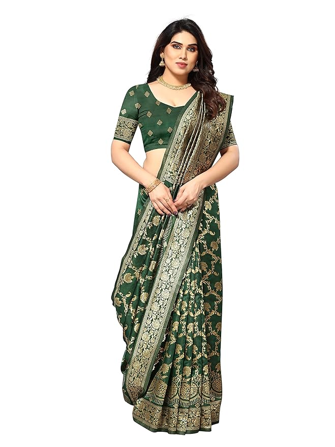 Sidhidata Women's Kanjivaram Banarasi Jacquard Silk Saree With Blouse Piece (Free Size)