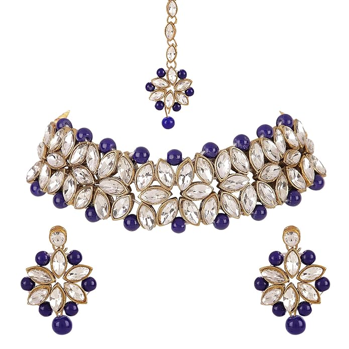 Shining Diva Fashion Latest Choker Design Antique Kundan Traditional Necklace Jewellery Set for Women