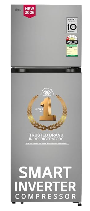 LG 251 L, 1 Star, Frost-Free Smart Inverter Double Door Refrigerator with Smart Mode (GLT2516WWPZ, Shiny Steel, Multi Air Flow Cooling with Max Fresh Zone, 2026 Model)