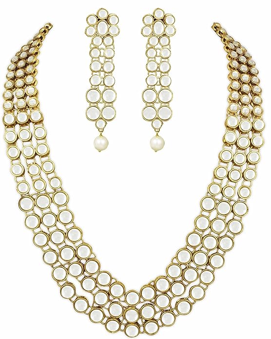 Shining Diva Fashion Women Latest Stylish Design Fancy Traditional Wedding Kundan Pearl Necklace Jewellery Set (rrsd6706s)