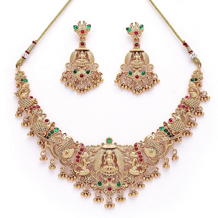 Shining Diva Fashion Necklace Jewellery Set for Women Latest Stylish Design Fancy Choker Traditional Temple