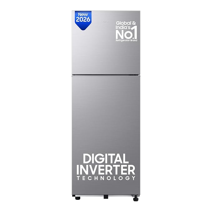 Samsung 236 L, 3 Star, Digital Inverter, Frost Free Double Door Refrigerator (RT40H28W3QHL, Gray Silver, 2026 Model)