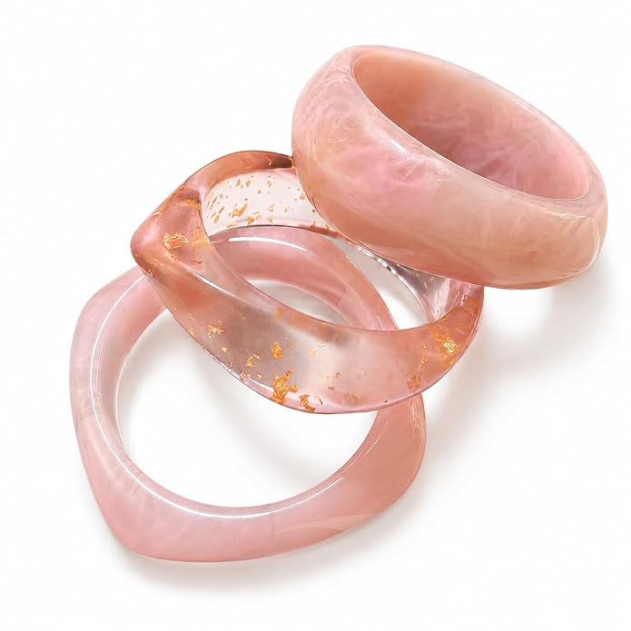 Shining Diva Fashion Set of 3 Latest Stylish Chunky Glossy finish Resin Kada Bangle Cuff Bracelet for Women & Girls (17629b)