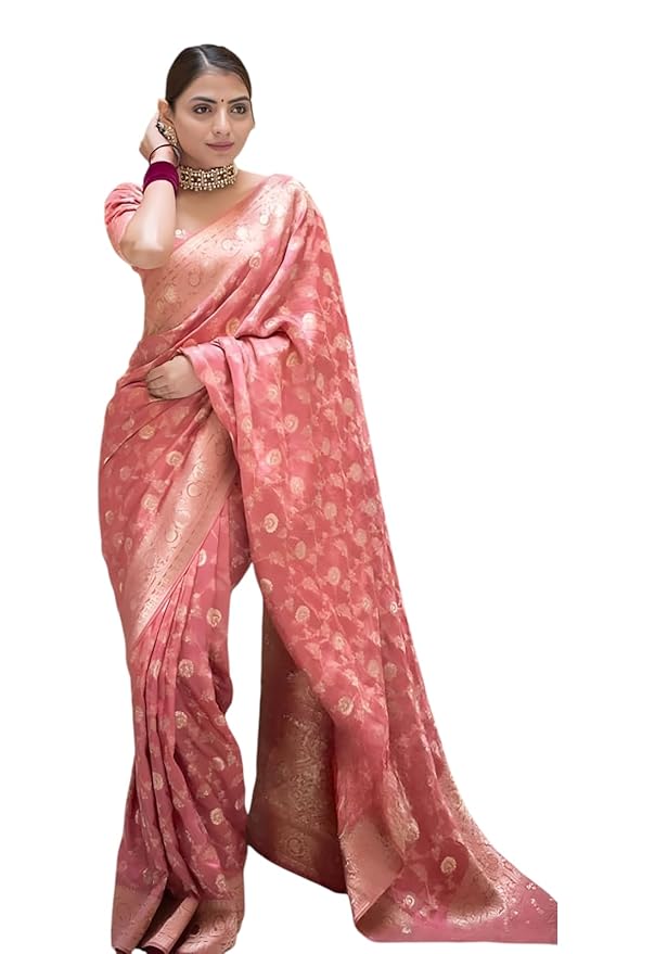 Yashika Women's Pure Kanjivaram Silk Saree Soft Banarasi Style Wedding With Blouse Piece | Saree For Women | New Sari