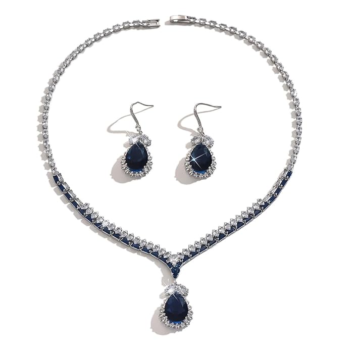 Shining Diva Fashion Latest Stylish Design Fancy Crystal Necklace Jewellery Set for Women (17242s)