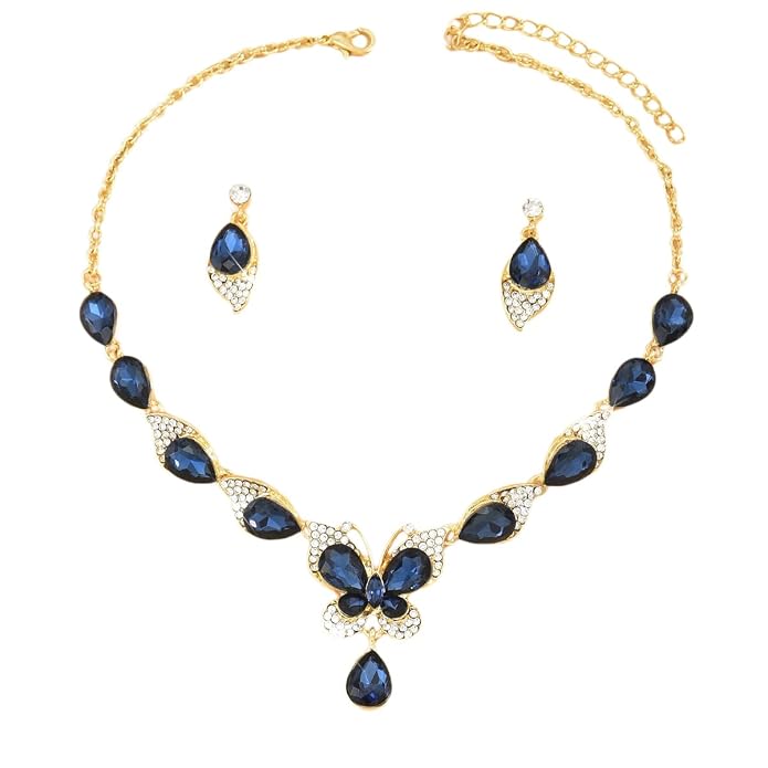 Shining Diva Fashion Latest Stylish Design Fancy Wedding Party Crystal Necklace Jewellery Set for Women