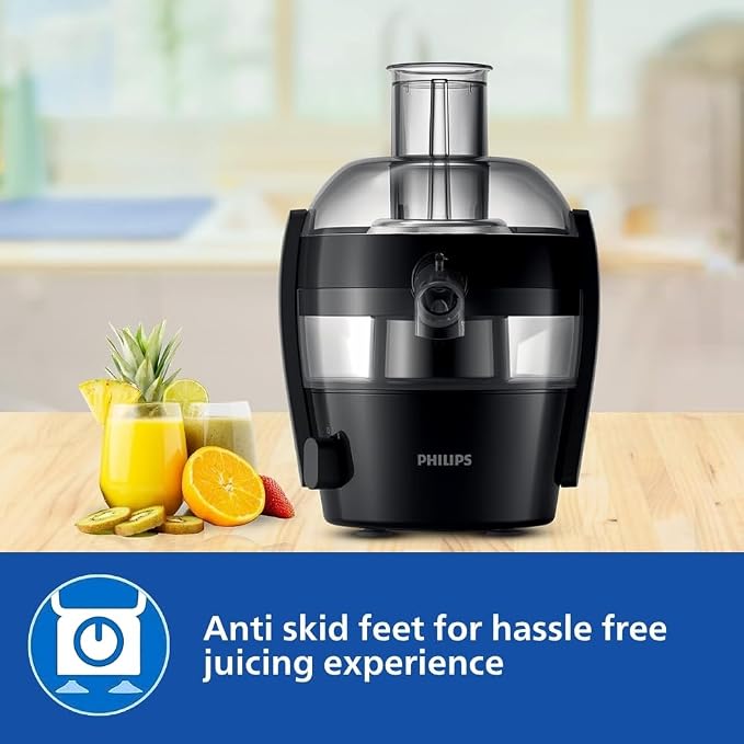 Philips HR1832/00 Centrifugal Juicer Fruits & Vegetables | 500W Juicer | 1.5L Capacity | XL Feeding Tube | QuickClean Technology | Compact Design | Ink Black