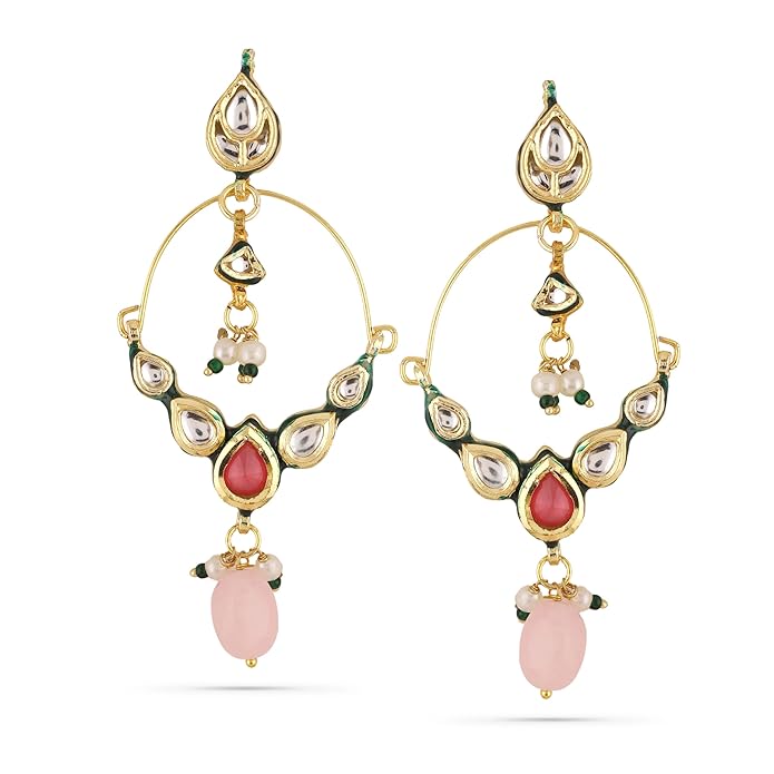 Rubans Long Dangler Earrings Multicolor Kundan Traditional Festive Jewellery Gift for Women & Girls