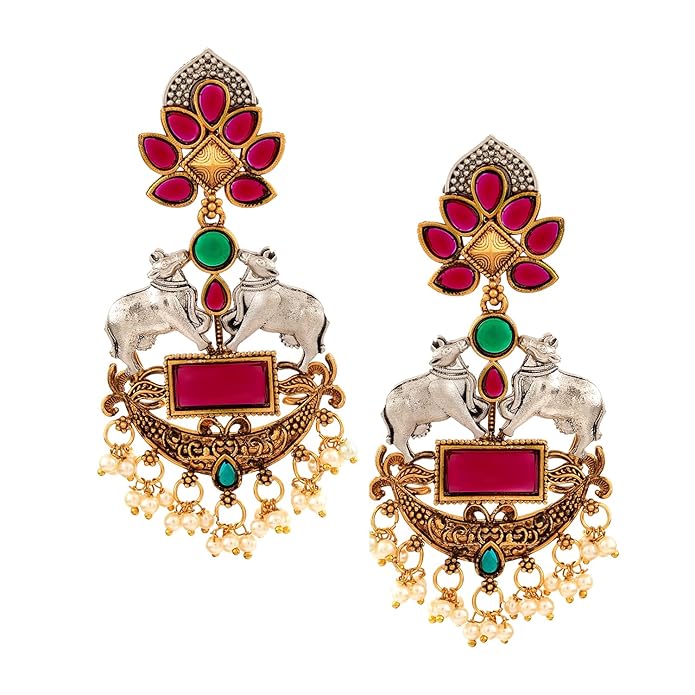 Rubans Oxidised Dangle Earrings Stylish Trendy Jewellery Gift for Women & Girls