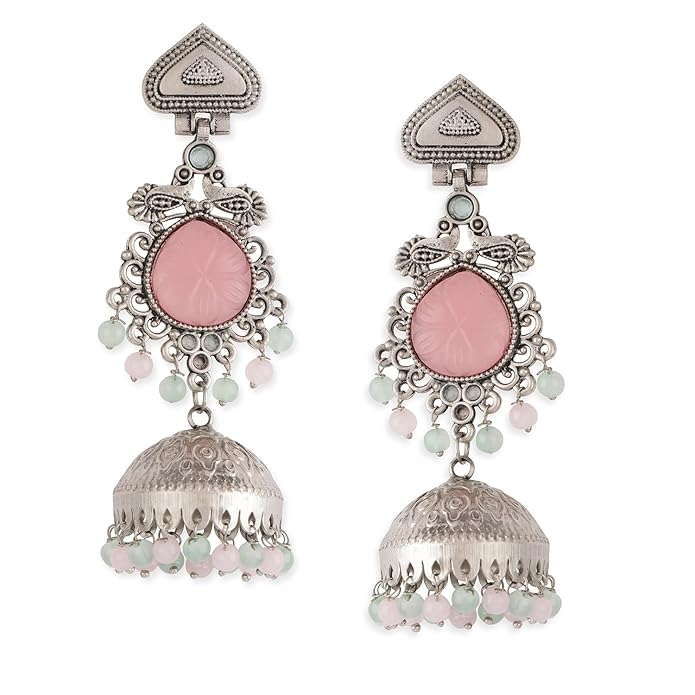 Rubans Jhumka Earrings for Women & Girls | Wedding Jhumki Traditional Fashion Oxidised Ethnic Designer Jewellery Statement Gift