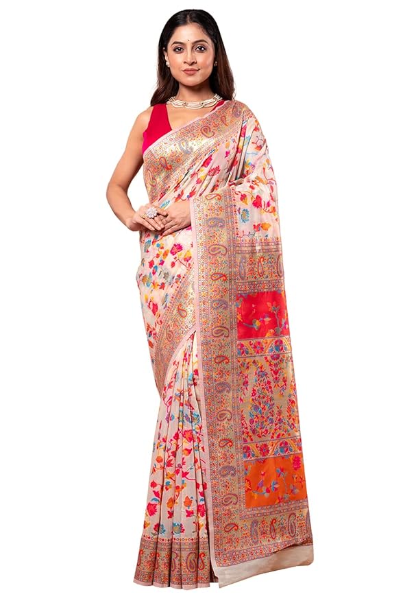 Amazon Brand - Tavasya Women's Banarasi Soft Silk Saree Pure Silk with Unstitched Blouse Piece
