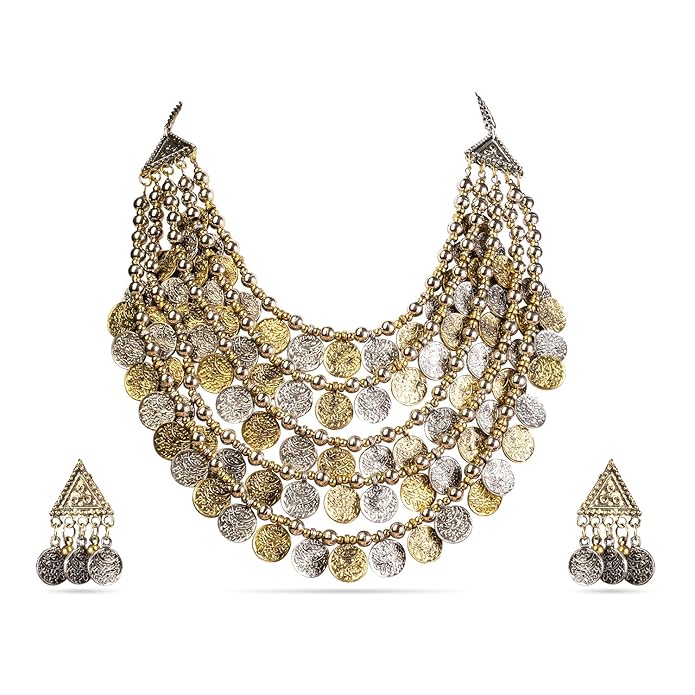 Rubans Oxidised Necklace Set Indian Tribal Style Ethnic Jewellery Gift for Women & Girls