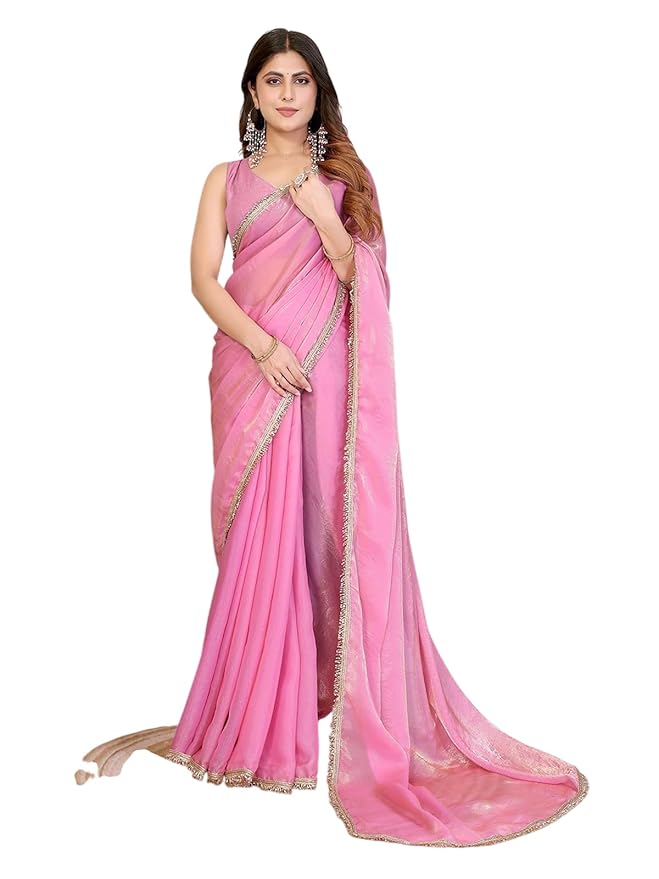 Women Embellished Bollywood Tissue Pure Silk Saree With Blouse