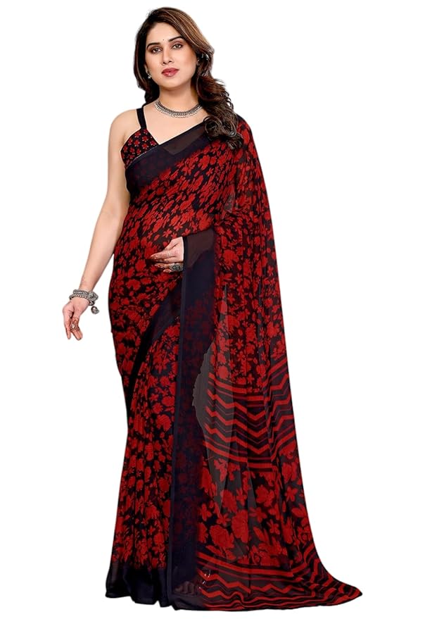 Yashika Women's Georgette Saree with Blouse Piece for Traditional Ethinic Wear Sari