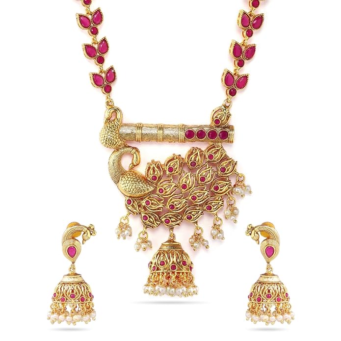 Rubans Gold Plated Necklace Set Traditional Festive Jewellery for Women & Girls