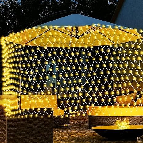 Desidiya 200 LED Mesh Curtain String Lights for Outdoor & Indoor | Waterproof Fairy Lights for Garden, Patio, Trees, Bushes, Home Decor | Warm White
