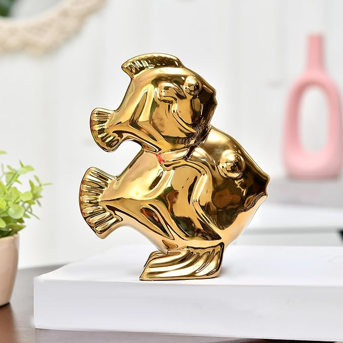 Amazon Basics Twin Fish of Abundance & Luck | A Powerful Emblem of Prosperity & Balance | Perfect for Attracting Good Fortune Pack of 1, Golden, Symbolic