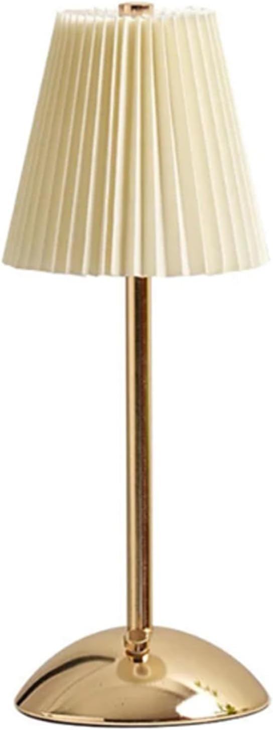 Desidiya Metal Pleated Shade Bedside Lamp: Modern Touch-Controlled Table Lamp for Bedroom, Gold