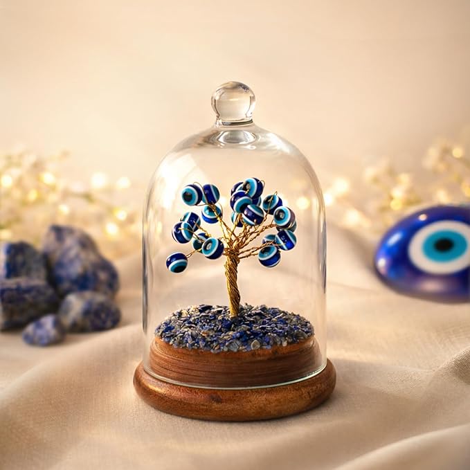 Astrotalk Evil Eye Crystal Dome Tree | Protects from Negative Energy | Feng Shui Items For Good Luck | Home Decor For Living Room & Bedroom | Housewarming Gifts | Aesthetic Home Decor Items,7 Cm
