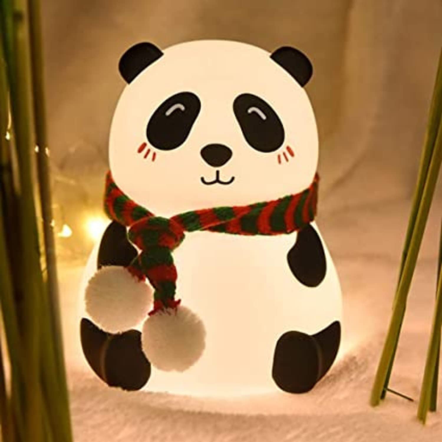 Desidiya® Panda Touch Silicone Lamp Rechargeable Multicolor Night Light for Kids, Girls & Boys | Cute Close-Eye Panda Design | Bedside Room Decor