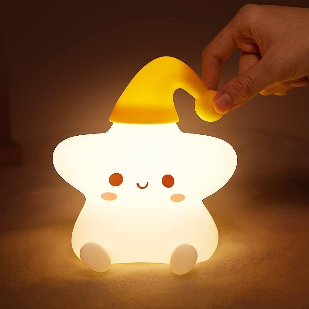 Desidiya Star Gifts, Star Touch LED Silicone Lamp, Birthday Gift for Girls and Boys Light, Kids Night Light, Silicone Lamp, Rechargeable, White