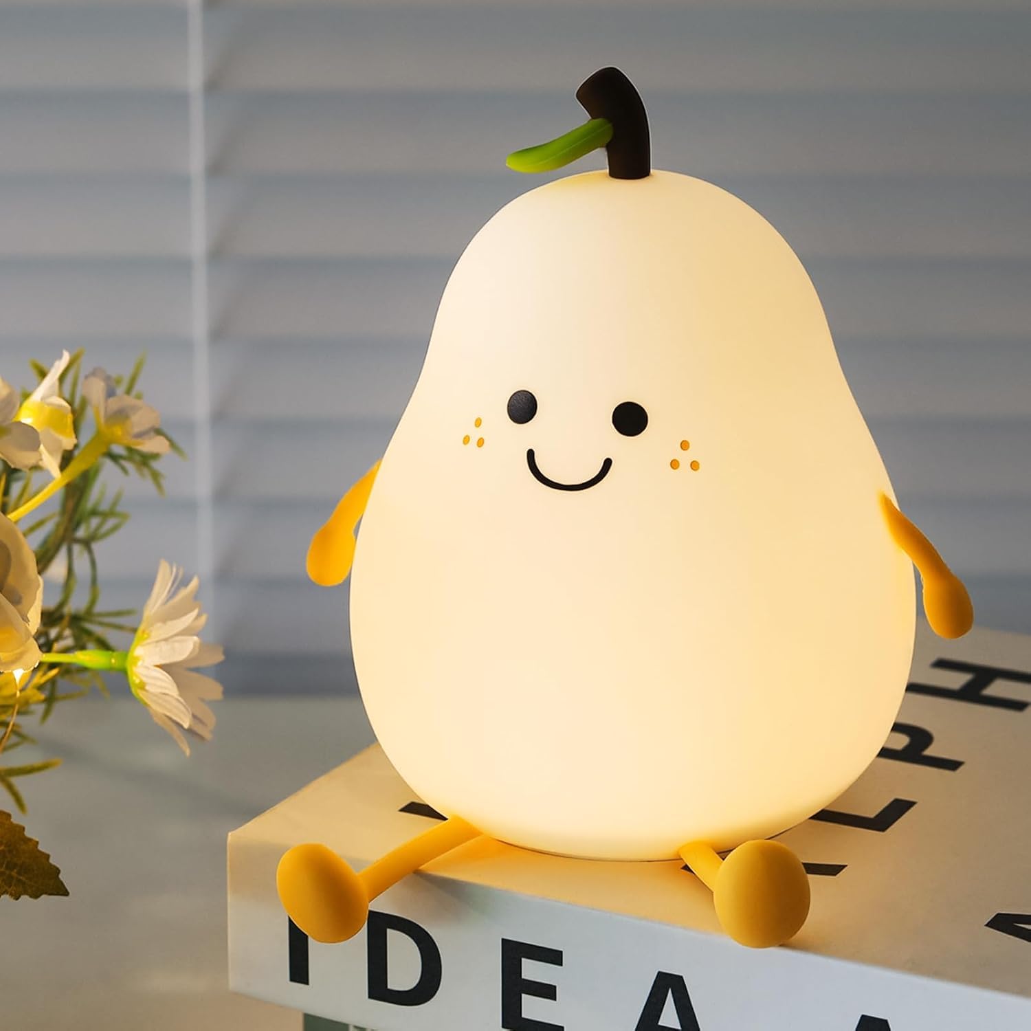 Desidiya® Pear LED Night Lamp - Birthday, Wedding Gift, Silicone Touch Sensor Light for Bedroom, Rechargeable Table Lamp for Kids & Women, Portable Color-Changing Bedside Decor, Soft Glow Nightlight