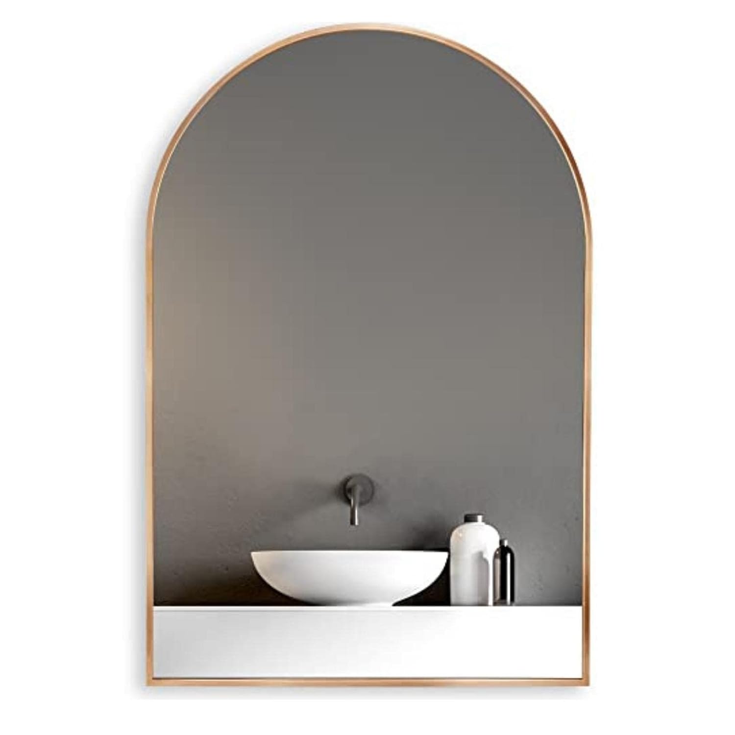 CasaGold 24 Inch Rose Gold Arch Shape Mirror Steel Framed | Arch Medium Size Wall Mounted Mirror for Bathroom Vanity, Living Room, Dressing Room Wall Decor and Home Decor