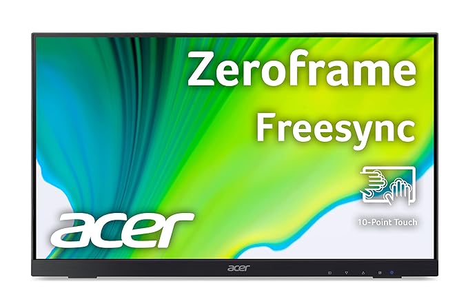 acer UT222Q 21.5 Inch Full HD IPS (1920 x 1080) 10 Point Touch Monitor with AMD FreeSync Technology 75Hz Refresh Rate 4 MS Response| Display Port, HDMI Port, VGA & USB Port,Black
