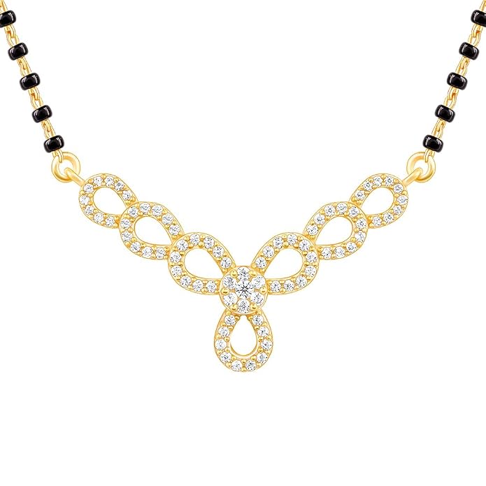 GIVA 925 Silver 18k Gold Plated Rose Gold Plated Mangalsutra Sets | Gifts for Women |Black Bead Necklace