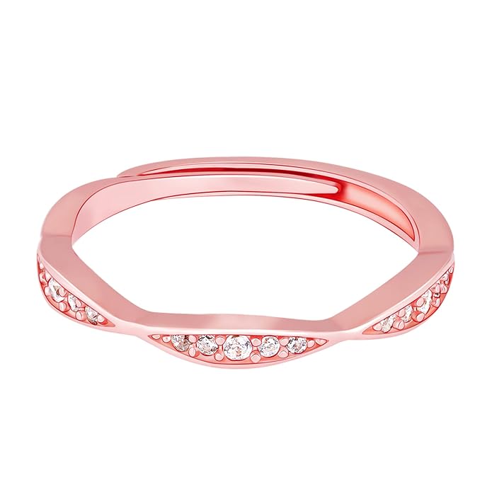 GIVA 925 Silver Rose Gold Twisty Turns Ring, Adjustable | Gifts for Women and Girls | With Certificate of Authenticity and 925 Stamp | 6 Month Warranty*
