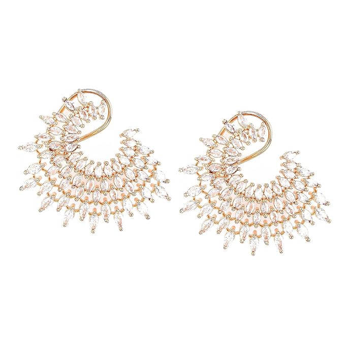 Rubans Stud Earrings Oversized Fashionable American Diamond Stylish Jewellery Gift for Women & Girls