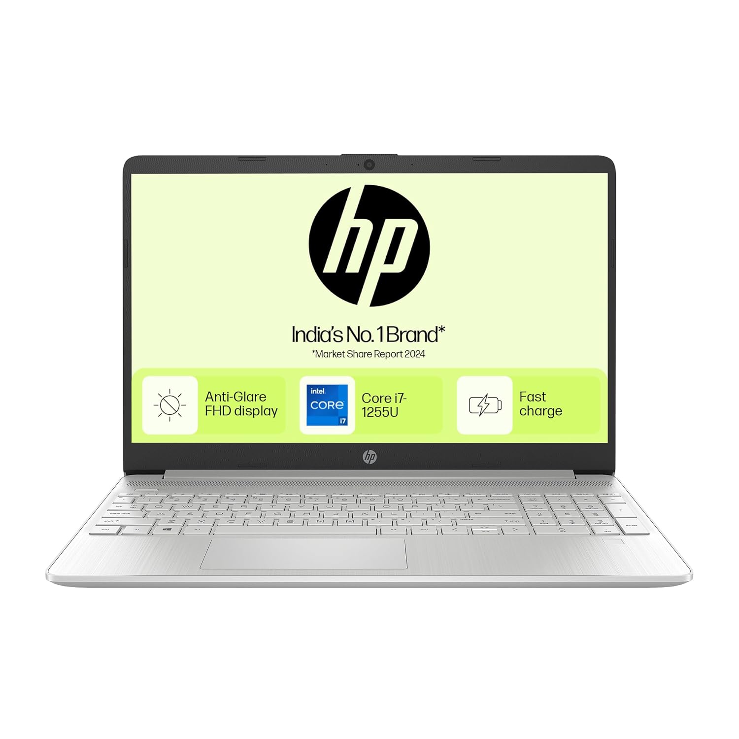 HP Laptop 15s, 12th Gen Intel Core i7-1255U Laptop (16GB DDR4, 512GB SSD), 15.6"/39.6cm, FHD, Windows 11, MS Office 2021, Silver, 1.69kg, Intel Iris Xe Graphics, Backlit KB, fq5190TU