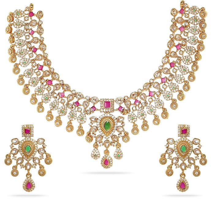 Rubans Zirconia Choker Necklace Set Stylish Jewellery Gift for Women & Girls
