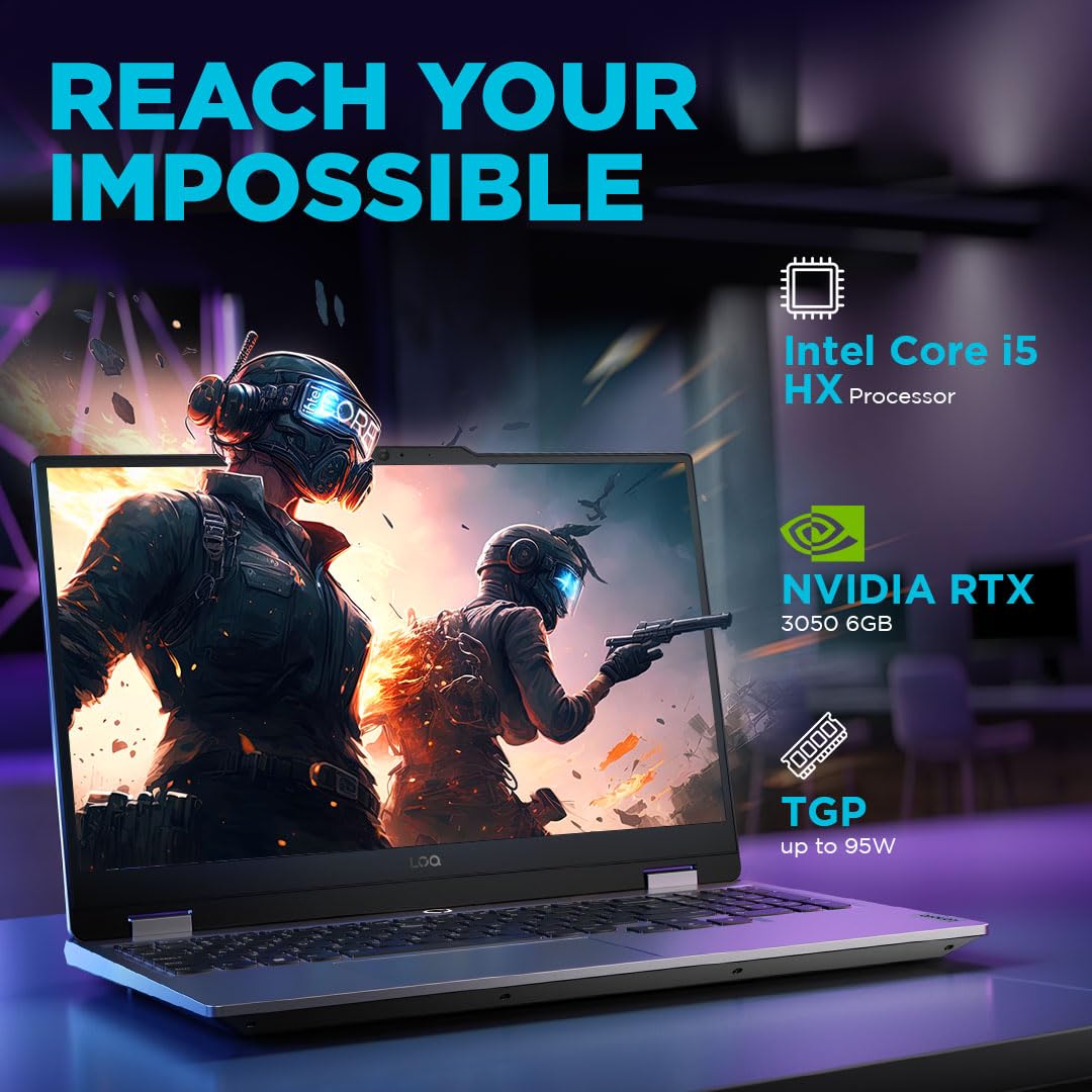 Lenovo LOQ 2024, 12th Gen Intel Core i5 12450HX, RTX 3050-6GB, 16GB RAM, 512GB SSD, FHD, 15.6"/39.6cm, 144Hz, Windows 11, Office 2024, Grey, 2.4Kg, 83GS00PJIN, 3 Mon. Game Pass, Gaming Laptop