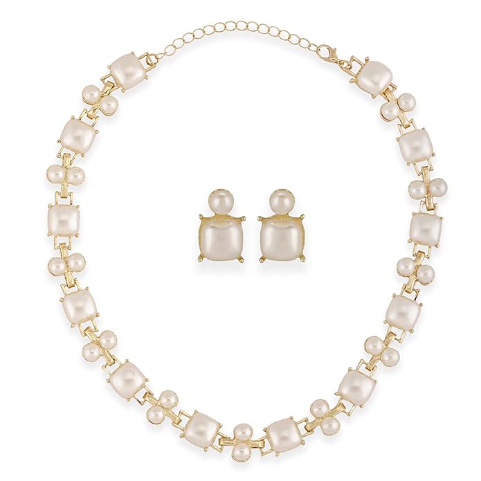 Shining Diva Fashion Latest Stylish Design Fancy Pearl Necklace Jewellery Set for Women