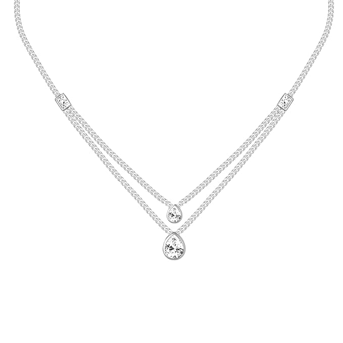 GIVA 925 Silver Silver Layered Drop Necklace| Gifts for Girlfriend,Pendant to Gift Women & Girls | With Certificate of Authenticity and 925 Stamp | 6 Month Warranty*