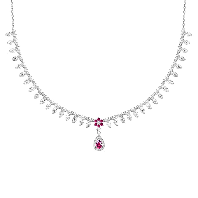 GIVA 925 Silver Silver Pink Flower Drop Necklace | Gifts for Girlfriend,Pendant to Gift Women & Girls | With Certificate of Authenticity and 925 Stamp | 6 Months Warranty*