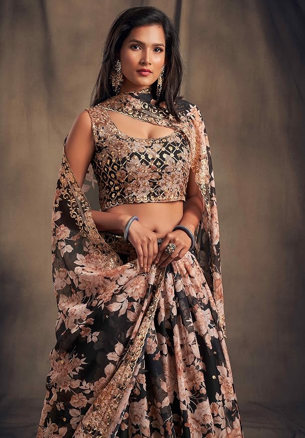 Women's Bridal Wedding Organza Dulhan Lehenga Choli With Dupatta