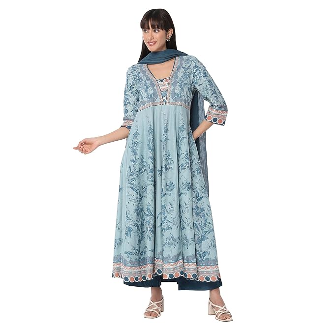 BIBA Women Cotton Anarkali Printed Suit Set