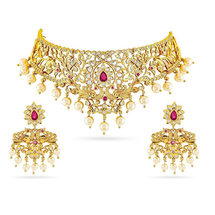 Rubans Zirconia Choker Necklace Set Stylish Jewellery Gift for Women & Girls