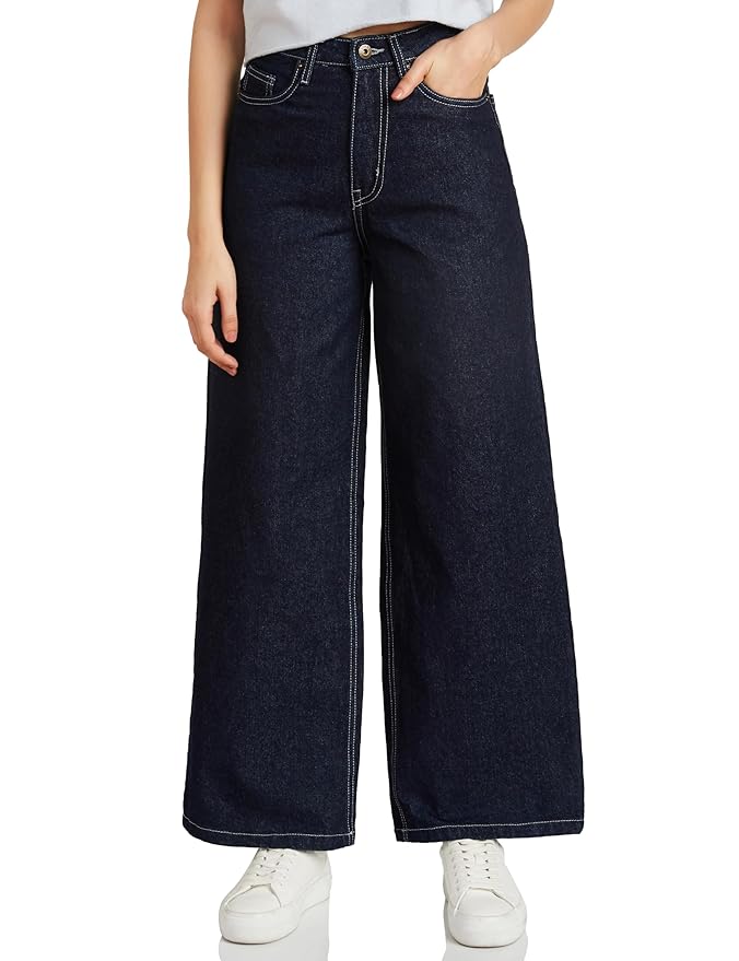 Amazon Brand - Symbol Women Baggy Wide Leg Jeans (High Rise | Full Length) (Available in Plus Sizes)