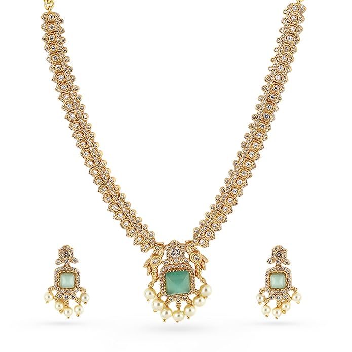 Rubans American Diamond Zirconia Necklace Set Traditional Stylish Jewellery Gift for Women & Girls